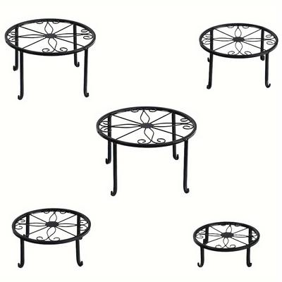 TEMU 3/4/5pcs Metal Plant Stand Set, Indoor And Outdoor Plant Stand, Multifunctional Heavy Pot Stand, Rustproof Round Plant Stand, Suitable For Decorating Living Room, Balcony, Courtyard And Image