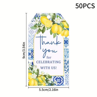 TEMU 20pcs/50pcs Lemon Thanksgiving Gift Tags Vintage Lemon Craft Hang Tags With Twine Wedding Shower Birthday Thanksgiving Holiday Party Favor Supplies Image