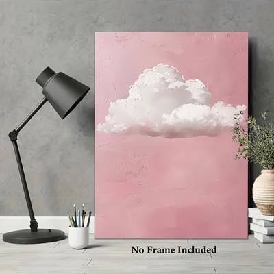 TEMU 1pc Abstract Cloud Canvas Art Print - Unframed, Pink Textured Wall Decor For Home, Office, Bar, Classroom, Dorm - Poster For Indoor & Outdoor Use, Ideal Holiday Gift, Cloud Painting Image