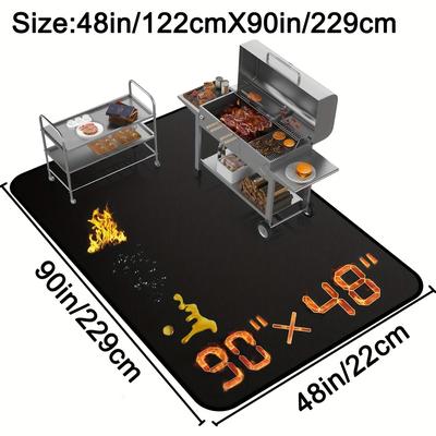 TEMU Amduine Large Fireproof Glass Fiber Grill Mat For Outdoor Bbq, Under Grill Floor Protector For Decks & Patios, Fits Most Griddles, Indoor Fireplace Mat, Grill Accessories Image