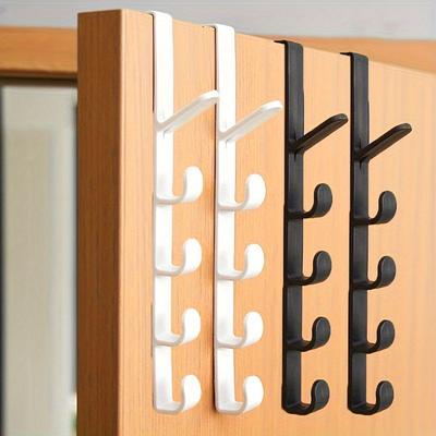 TEMU Fashion Over-the-door Hooks, Wall Mount Utility Hooks, Plastic Material, , Organizer For Coats, Towels, Bags, With 5 Hooks Each, For Bathroom, Entryway, Closet Image