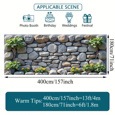 TEMU 1pc Vintage 80s/ & Ivy Wall Garage Door Banner - Large Polyester Fabric Cover With Greenery & Potted Plants, , Themed Parties & Photo Booths, Outdoor Decor Image