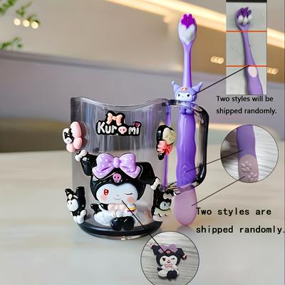 TEMU 2pcs Keroppi Melody Toothbrush Holder Set Durable Pp Material Unisex Suitable For Brushing And Mouthwash Cup With Toothbrush Other Travel Accessories Image