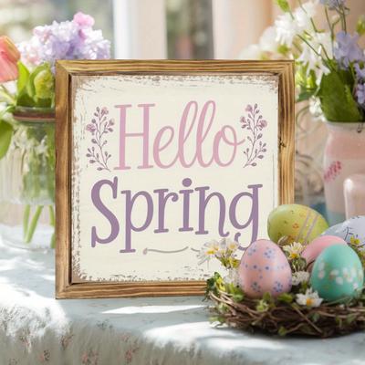 "TEMU 1pc Americana Style "" Wooden Sign - 8x8 Inch Wall Hanging Decor, Multipurpose Farmhouse Accent For Home, Office, Cafe - Vintage-inspired, No Electricity Needed" Image