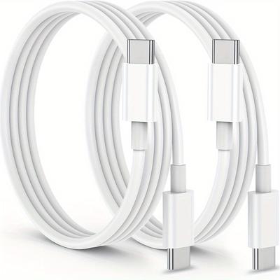 TEMU 2pcs Usb C To Usb C Charging Cable, 3/6/10ft Long Type C To Type C Fast Charger Cord Compatible For Iphone Pro/15 Pro Max/15 Plus/ipad Pro/ / Macbook/ Galaxy S22/s21/s20 Ultra Image