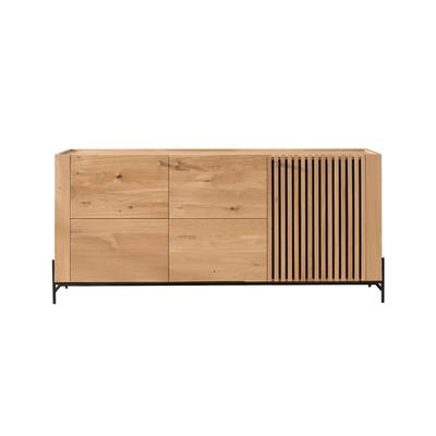 Massivholz »Ascona« Sideboard IV 200x89x45 cm / mit Inlay Anthrazitglas Image