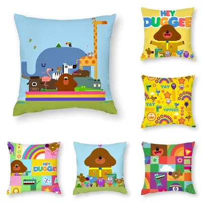 Cartoon H-Hey Duggees Niedlicher Kissenbezug, 3D-Druck, Polyesterfaser, 40 x 40 cm, für Zuhause, Image