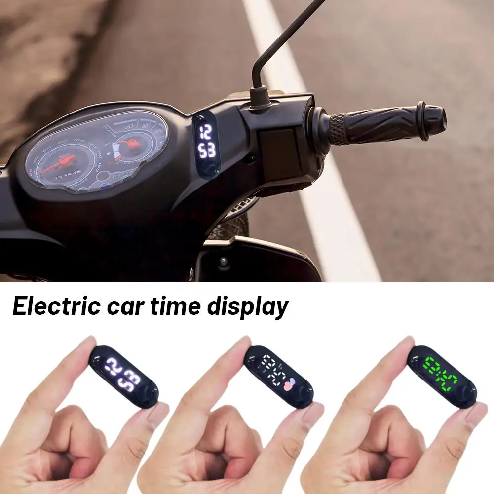 Digitale Zeitanzeige für Motorrad, Elektroroller, tragbare elektronische Uhr, wasserdicht, leuchtende Digitalanzeige, LED-Uhr Image