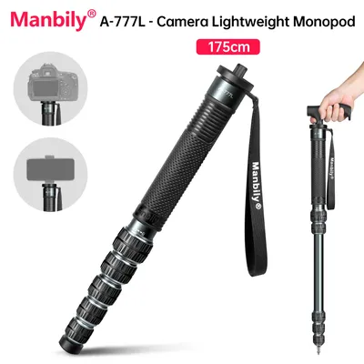 Manbily 36-mm-Röhrenkamera-Einbeinstativ A-777L für Canon, Nikon, Sony und DSLR-Kameras, max. 174 cm, verlängert die Belastung 18 kg