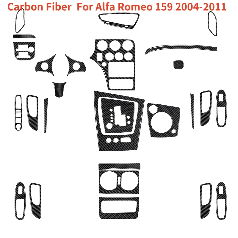 Kohlefaser für Alfa Romeo 159 Brera Spider Klimaanlage CD-Panel Central Control Gear Panel Scheinwerferschalter Zieraufkleber Image