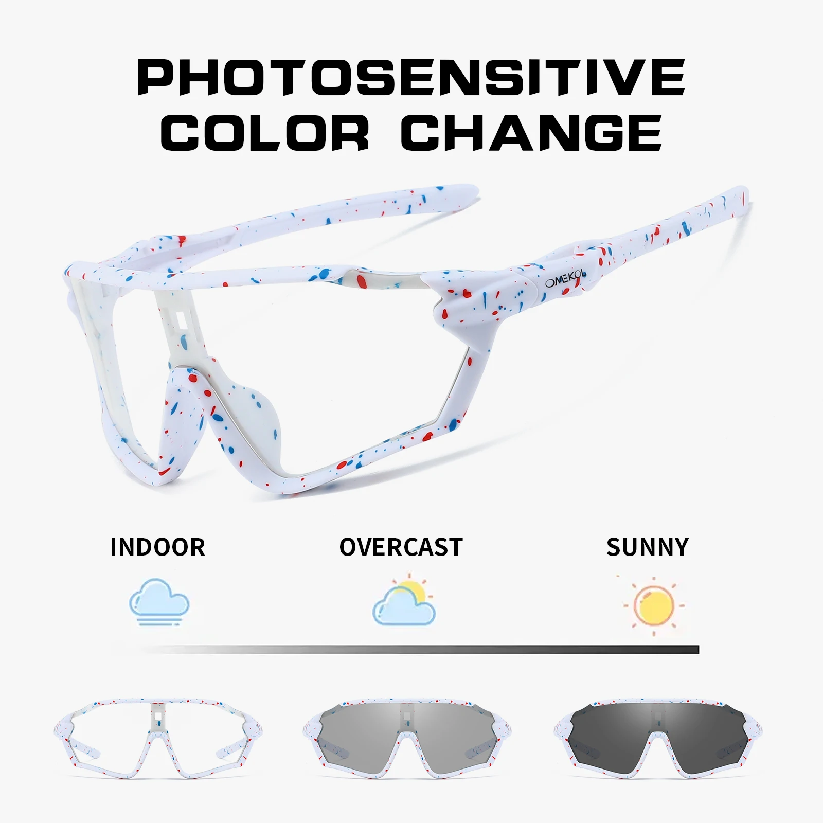 Omekol photo chrome Sonnenbrille Männer Frauen Outdoor Sonnenbrille Sport Radfahren Fahrrad Fahrrad Brille MTB Baseball Sonnenbrille Image