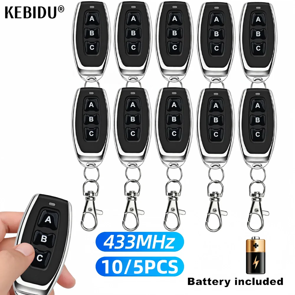 433 MHz Fernbedienung 3 Kanal EV1527 Sender Momentanmodus Selbstsichernder Schalter Relais Verriegelung Garagentor Schlüsselanhänger Image