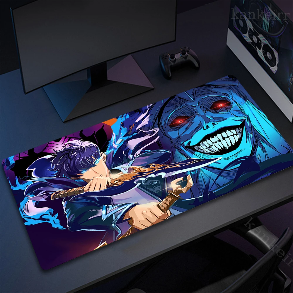 HD Printing Anime Solo Leveling Mousepad 900x400mm Computer Gamer Lock Edge Non-slip Mouse Pad XXL Keyboard PC Protect Table Pad Image
