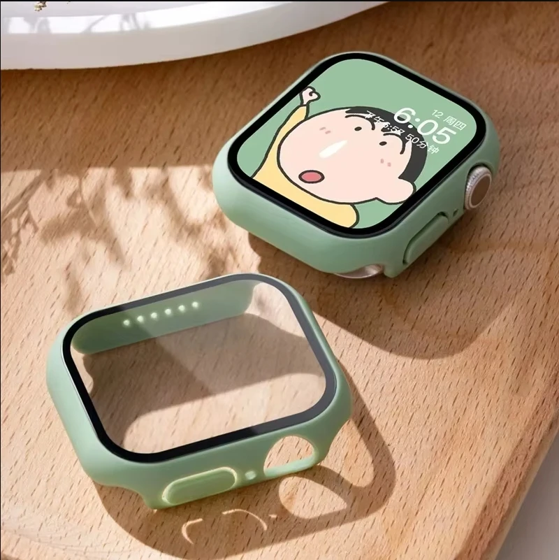 Gehärtete Glas abdeckung für Apple Uhrengehäuse 41mm 45mm 40mm 44mm 42mm Displays chutz folie Apple Watch Zubehör Serie 9 4 5 7 se 6 8 Image
