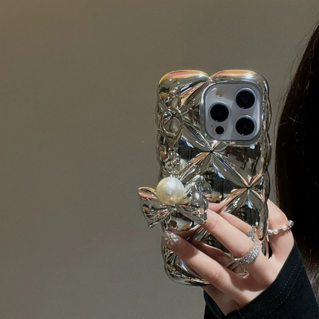 Drei dimensionale Diamant gitter Bogen hängende Kette geeignet für iPhone 14 Pro Max Handy hülle 13 15 Pro Silikon Voll paket 12 Image