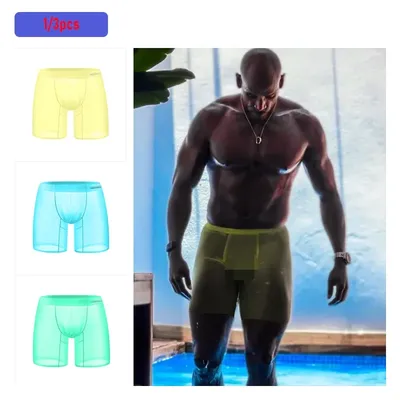 1/3 Stück Herren-Boxershorts aus Eisseide, transparent, 0,01 ultradünner Stoff, durchsichtig, nahtlose Unterwäsche, antibakterielle Boxershorts Image