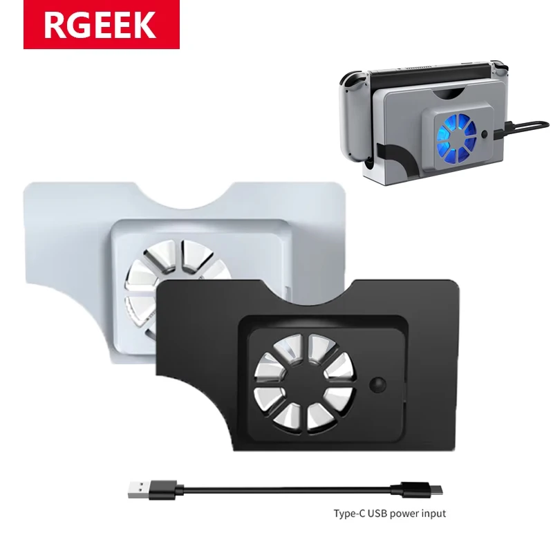 Dock Lüfter Für Schalter OLED Original Stand Spielkonsole Dock Kühler mit LED Lüfter USB für NS OLED Zubehör Image