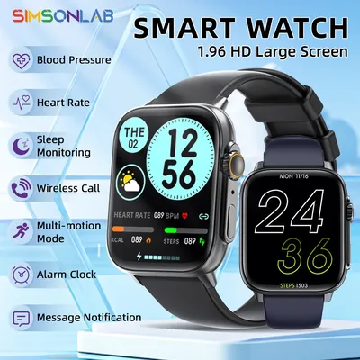 2025 New Smartwatch 1.96 Full Touch Dynamic Heart Rate Women's Health Bluetooth Call Remote Camera For Men Fashion Smart Watch
