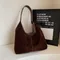 Sac fourre-tout polyvalent en faux daim pour femme, couleurs unies, fermeture éclair rétro, mode