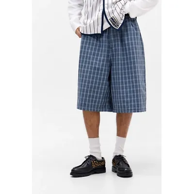 iets frans. Blue Check Pop Chino Shorts - Sky S at Urban Outfitters