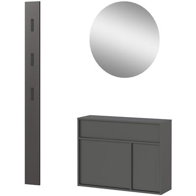 Garderoben-Set GERMANIA "GW-Ameca 2.0", grau (graphit), B:113cm H:200cm T:25cm, Spanplatte, Kastenmöbel-Sets, Garderoben-Set:Mehrzweckschrank und Spiegel Image
