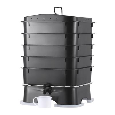 5-Tray Worm Composter, 50 L Worm Compost Bin Outdoor and Indoor, Sustainable Design Worm Farm Kit, for Recycling Food Waste
