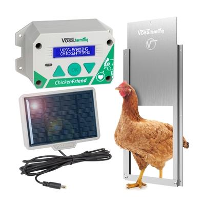 SET VOSS.farming "ChickenFriend" automatische Hühnerklappe + Tür 220x330mm + Solar Akku Set Image
