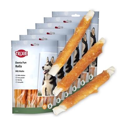6x Trixie Denta Fun Chicken Chewing Rolls, Hundeleckerli mit Huhn, 17cm, 3 Stück, 140g Image
