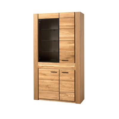 Vitrinenschrank 4-tuerig 110 cm Volo Eiche teilmassiv geölt Image