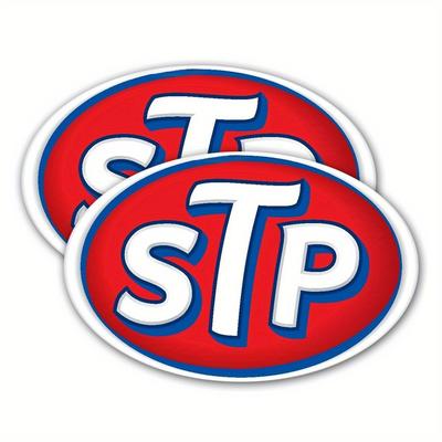 TEMU Stp Oil X 2 Stickers Racing Motorcycle Car Decals Quality Vinyl Label Image