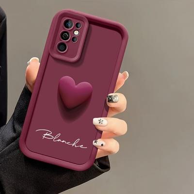 TEMU Customized Luxury Acrylic 3d Love Heart Soft Silicone Case With Personalized Name For Galaxy Models S25, S24, S23, S22, S21, S20 , A14, A15, A34, A35, A52, A53, A54, A55. Image