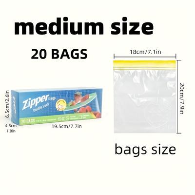 TEMU 15/20/30pcs Zipper Food Storage Bags - Leakproof Reusable Thickened Plastic Bags For Fridge & Freezer, Small/medium/large Sizes, Kitchen & Pantry Organization, Fridge Organizers And Storage Image