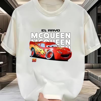 "TEMU Cars Lightning Graphic T-shirt For - Summer Casual Short Sleeve Round Neck Tee With "el Ravo" Text, Breathable Regular Fit For , Parties & Commuting, Party Attire | Design | Vibrant Print, Shirts" Image