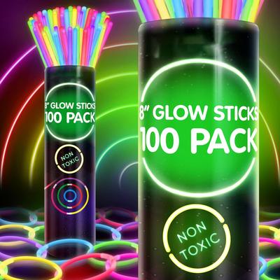 TEMU 100pcs Vibrant Neon Glow Sticks - Light-up Bracelets, No Power Needed, Featherless, Plastic, Concerts, Dance Festivals, Parties & More, Concert Essentials|fun Party Wear|colorful Bracelets Image