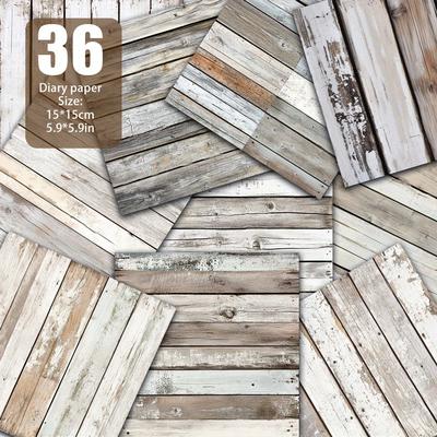 TEMU 36pcs Vintage Board, 5.9x5.9 Inches - Rustic Distressed Texture For Scrapbooking, Card Making, Diy Crafts & Background Decor, Mixed Colors, Landscape Theme, Paper, Room Decor Image