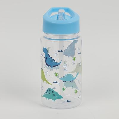 TEMU 1pc Cute Cartoon Animal 450ml Water Bottle With Straw, Bpa-free Polystyrene, Leak-proof, Portable With Lid, Uncharged, For Sports, Outdoor Camping, Picnic, Travel Image
