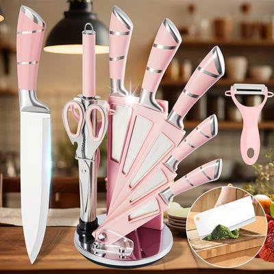 TEMU Jiamikang Kitchen Knife Hollow Handle Cover - Pink/red/ Image