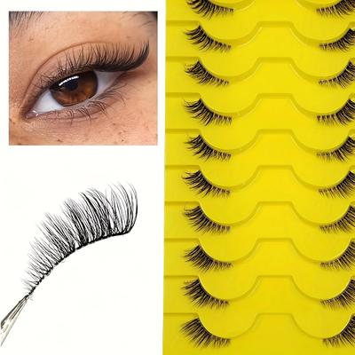 TEMU 10 Half Lashes, Soft And Natural Cat Eye False Eyelashes, 3-5-9mm Style Eyelashes, Tail Extension Eyelashes, Suitable For Any Occasion, Suitable For Beginners Image