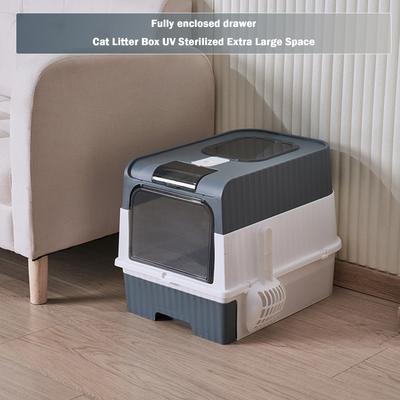 TEMU Cat Litter , Top Entry Covered Litter Box With Lid, Anti- Splashing Enclosed Cat Litter Box, With Scoop, No Smell Image