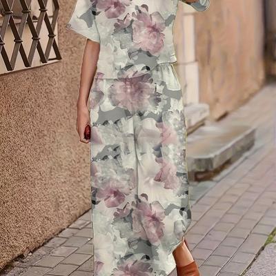 TEMU Cat Ears Slk021934 Short Sleeve Long Pants Print Comfortable Casual Women'-piece Set Image