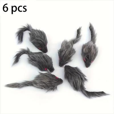 TEMU 2/3/4/5/6/12pcs 3d Simulation Gray Plush Mouse And Cat Toys, A Great Fake Mouse Prank For Home, Office, Etc., Used As Prank Props, Cat Toys, Without Battery Image