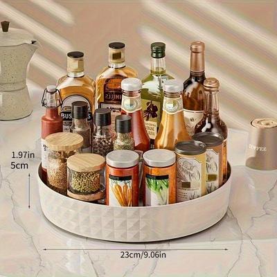TEMU 360° Rotating Lazy Susan Tray - Multifunctional Plastic Storage Organizer For Bathroom, Kitchen, Vanity - Non-electric Cosmetic, Skincare, Spice Storage Image
