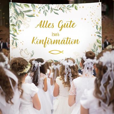 TEMU 172 X 118 Cm Party Banner Happy Confirmation Decorative Banner Polyester Hanging Decoration For Confirmation Party Communion Confirmation Image