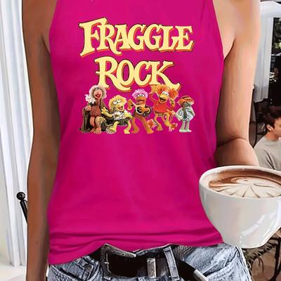 "TEMU Women's Casual "" Graphic Tank Top - Sleeveless, Round Neck, Light Gray With Colorful Print, Fashion, Casual Attire| Print Top|lightweight Top, Tank Tops" Image