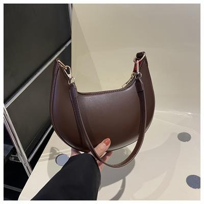 TEMU 2025 Women' Shoulder Handbag - Solid Color Dumpling Bag With Zipper Closure, Textured Design & Polyester Lining For Casual & Formal Occasions (white/red/black) Image