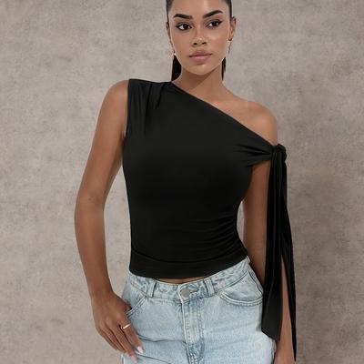 TEMU Summer Directional Wide Women's Fashion Asymmetrical Elegant Tank Top Image
