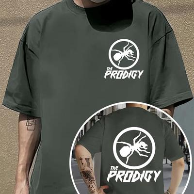 "TEMU Men's Casual Crew Neck T-shirt - Breathable & Comfortable, Versatile Streetwear And , Black With "the " Graphic Print, Short Sleeve, Summer Wear" Image