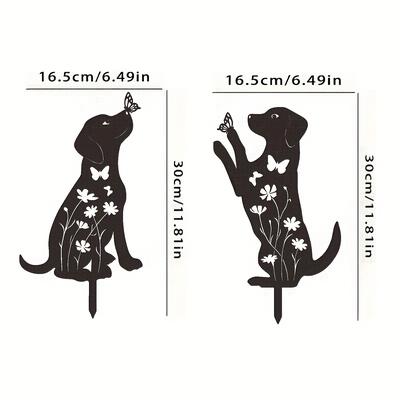 TEMU 2pcs Dog Garden Decor For Outdoor Puppy Decoration Garden Stakes, Silhouette Outdoor Dog Decor, Dog Yard Art, Weathering Yard Decor For Dog Lovers Image