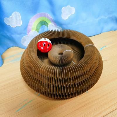 TEMU Interactive Twisted Cardboard Scratcher, Cat Board Toy, Encourages Natural Feline Behavior, Indoor Play Accessory For Cats Image