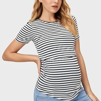TEMU Maternity Casual Pullover Short-sleeve Shirt For Spring, Suitable For Summer And Breastfeeding. Image